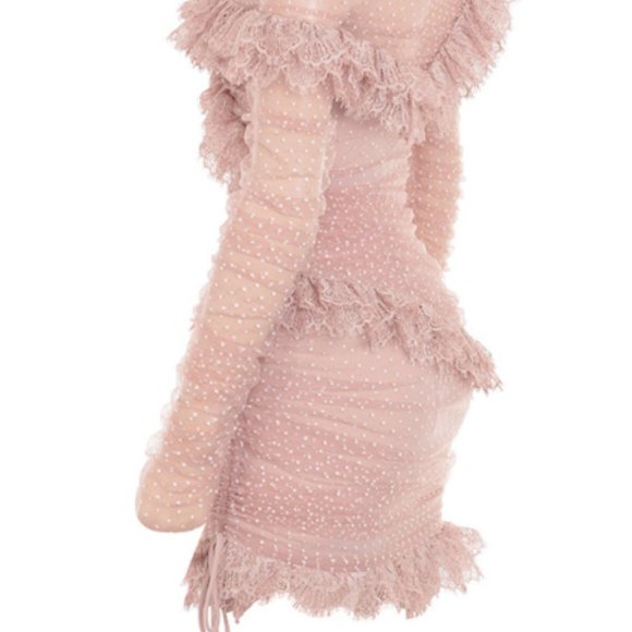 HOUSE OF CB - SORREL -  BLUSH LACE FRILL MINI DRESS - Picture 7 of 12